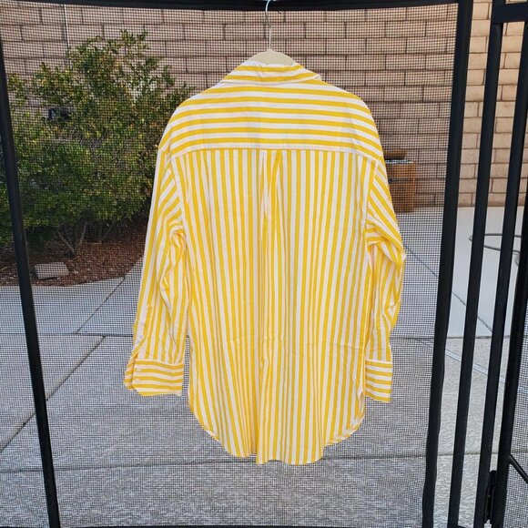H&M Linen Blend Oversized Shirt in White/Yellow Stripes size XS (fits up to L) - Picture 6 of 6